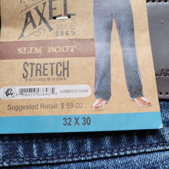 T.K. Axel Blue Jeans Men's 32x30 Denim Stretch Boot Cut Pants NWT - Picture 2 of 6